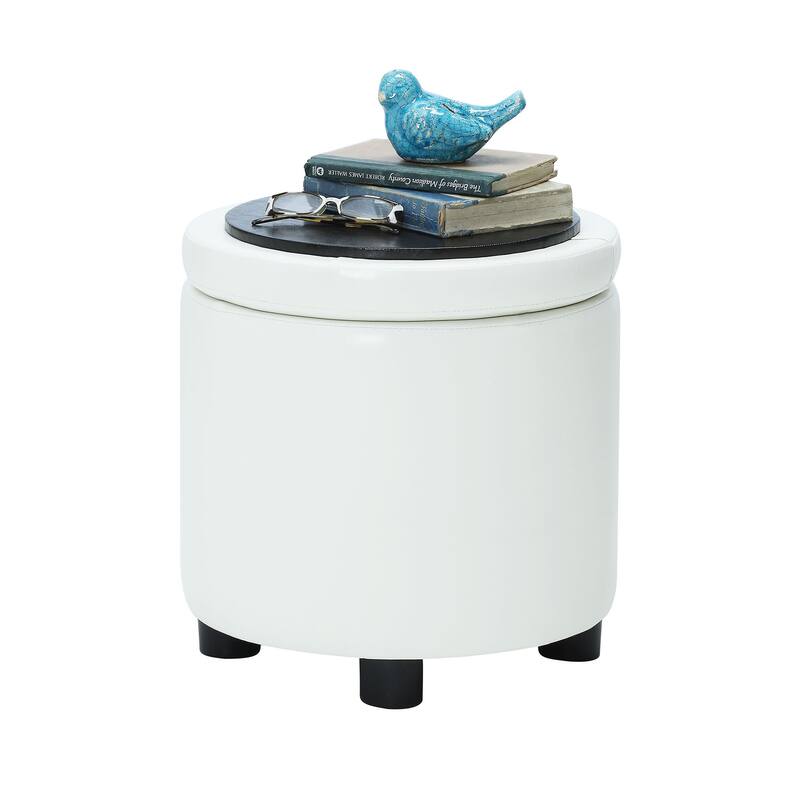 Convenience Concepts Designs4Comfort Round Accent Storage Ottoman with Reversible Tray Lid