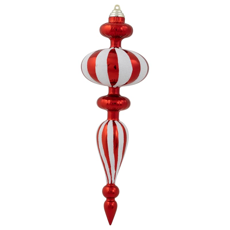 Shatterproof Commercial Size Finial Christmas Ornaments - 14" - Red and White - Set of 4