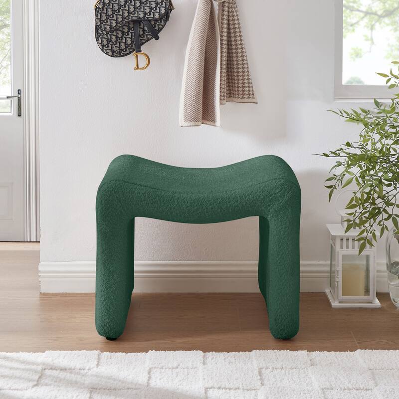 VANOMi Upholstered Pouf, Mid-Century Modern Ottoman, Cometemporary Foot Stool For Living Room Extra Vanity Seat For Small Space