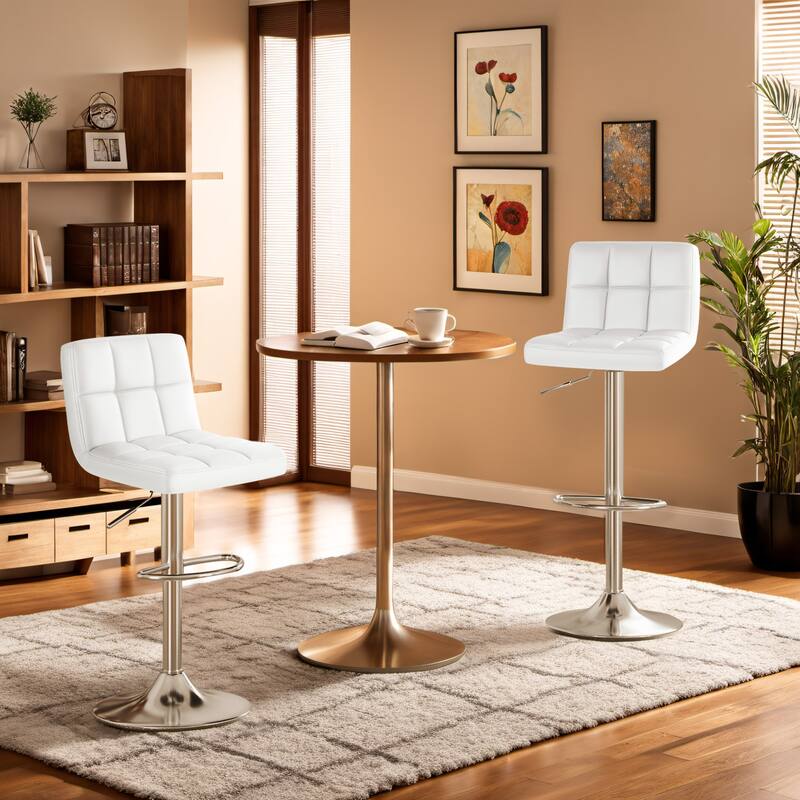 Homall Adjustable PU Leather Swivel Bar Stools, Set of 4 - White