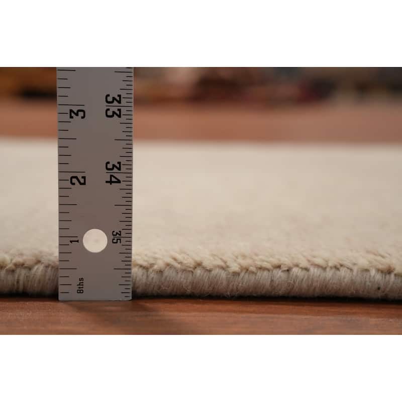 Hand Knotted Oriental 100% Wool Carpet Modern Solid Beige & Ivories Gabbeh Area Rug - 4' 0'' X 2' 1''