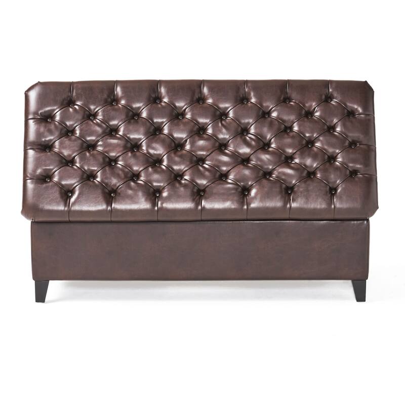 Faux Leather Storage Ottoman Bench, Rectangular Ottoman with Storage, Bedroom End of Bed Foot Stool, Entryway Ottoman Footrest