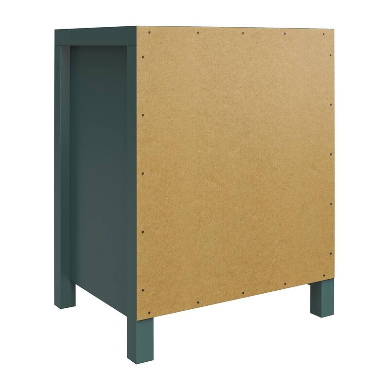 Roomfitters Haven 1 Drawer Kids Nightstand with Open Cubby, Vintage Gold Hardware, Green