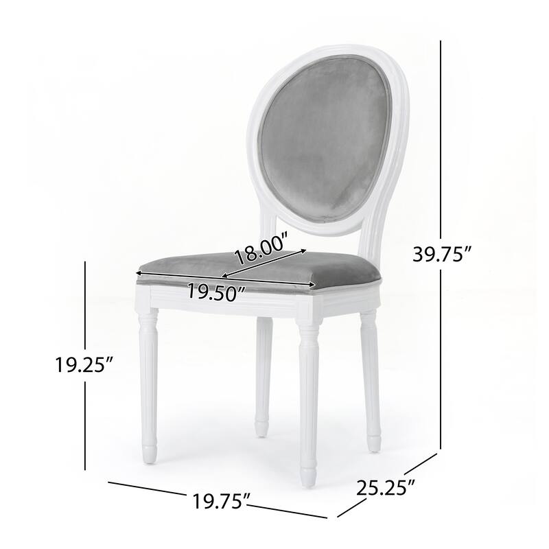 Set of 2 French Dining Chairs Grey Side Chair Round Back Accent Chairs