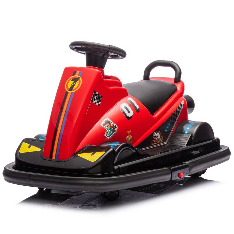 12V Kids Electric Bumper Car, Dual Motors, 360° Rotation, LED Flow Lights, Music, Horn & Fun Collision Effects for Ages 3-5