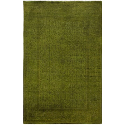 Overdyed One-of-a-Kind Hand-Knotted Area Rug - Green - 3' 10" x 6' 1"