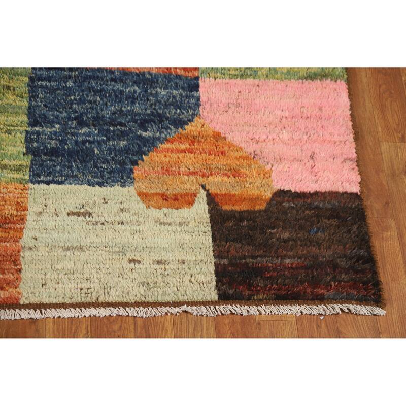 Checkered Moroccan Oriental Area Rug Handmade Bedroom Wool Carpet - 6'11" x 10'0"