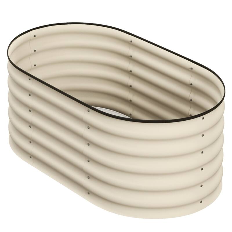 Galvanized Steel Raised Garden Bed with Modular Design - 41.25" L x 23.5" W x 16.5" H - Cream