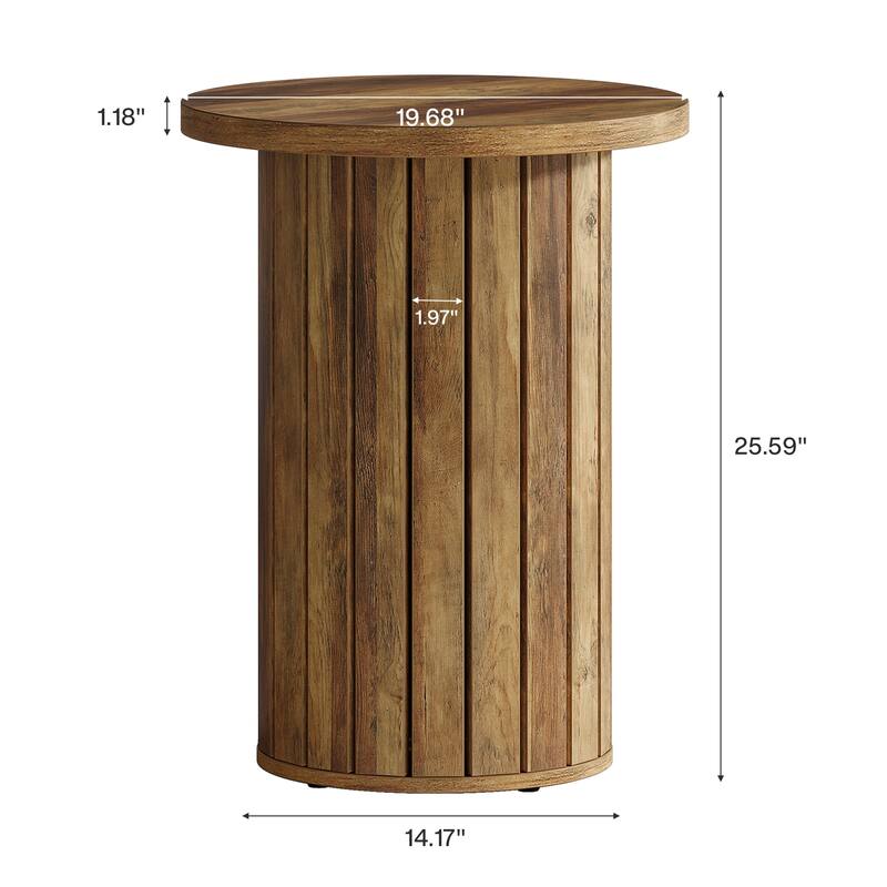 Small Round End Couch Side Table with Pedestal Base for Living Room