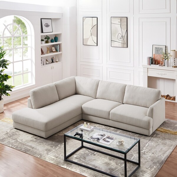 Gloria Mid century Modern Cozy Sectional Linen Sofa On Sale Bed Bath Beyond 38402735