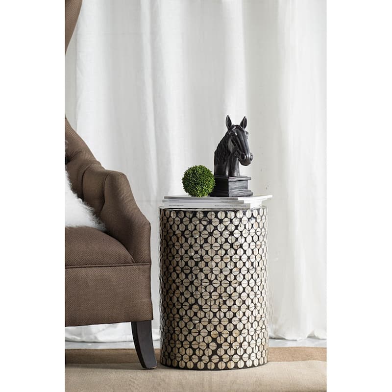 Natural Shell Circle Accent Stool - 13.75" - Gold and Black