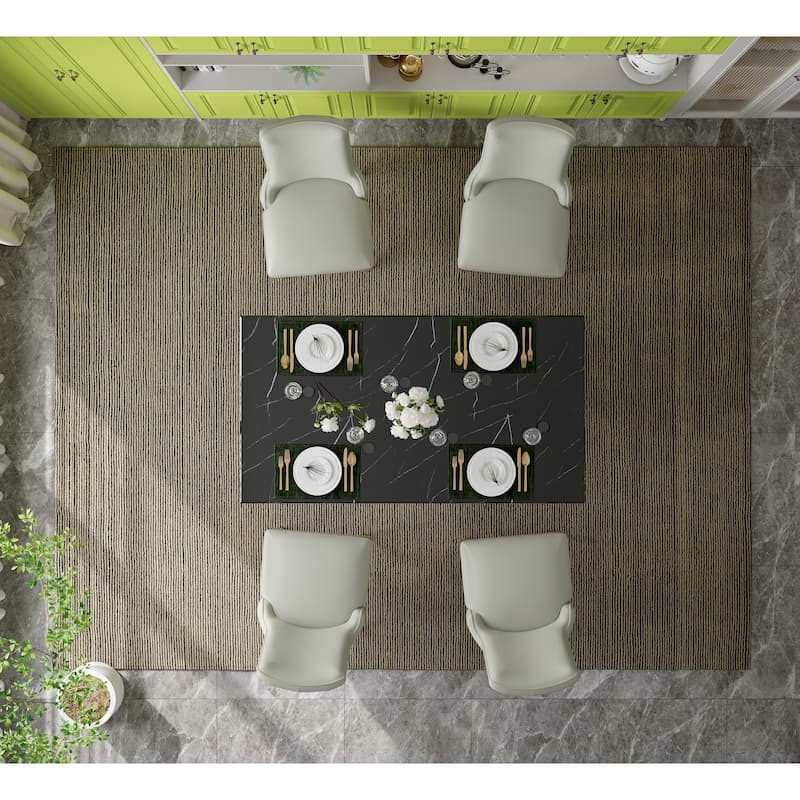 Silver Dining Room Table Set with 65 inch Table and Black Velvet Dining Chairs
