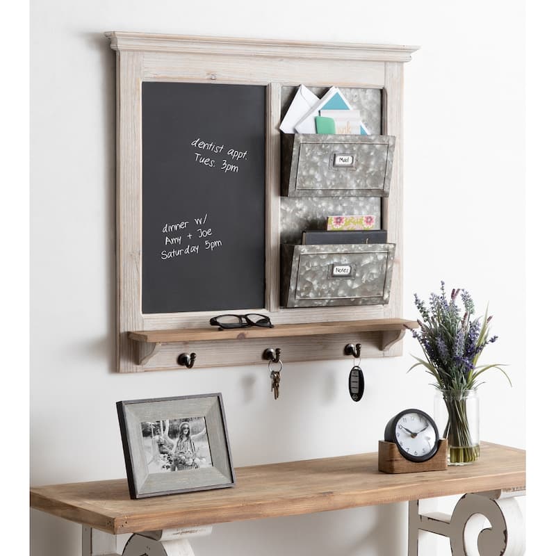 Kate and Laurel Idamae Wood Framed Chalkboard Wall Organizer - 28x25