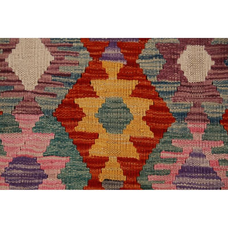 Geometric Kilim Oriental Large Rug Flatweave Dining Room Wool Carpet - 9'10"x 16'1"