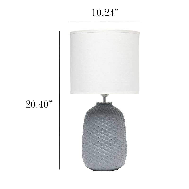 20.4" Purled Texture Lamp with White Fabric Shade