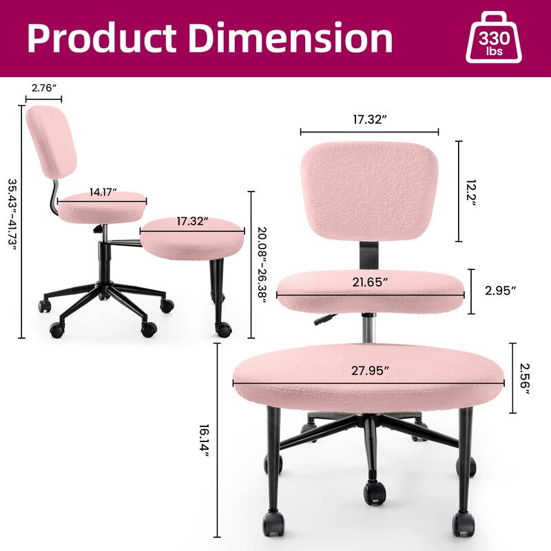 BOSSIN Adjustable Ergonomic Office Chair - Cross-Legged Kneeling Design for Meditation, Yoga Support with Wheels,Back Rest,White