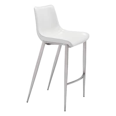 Magnus Barstool White & Silver