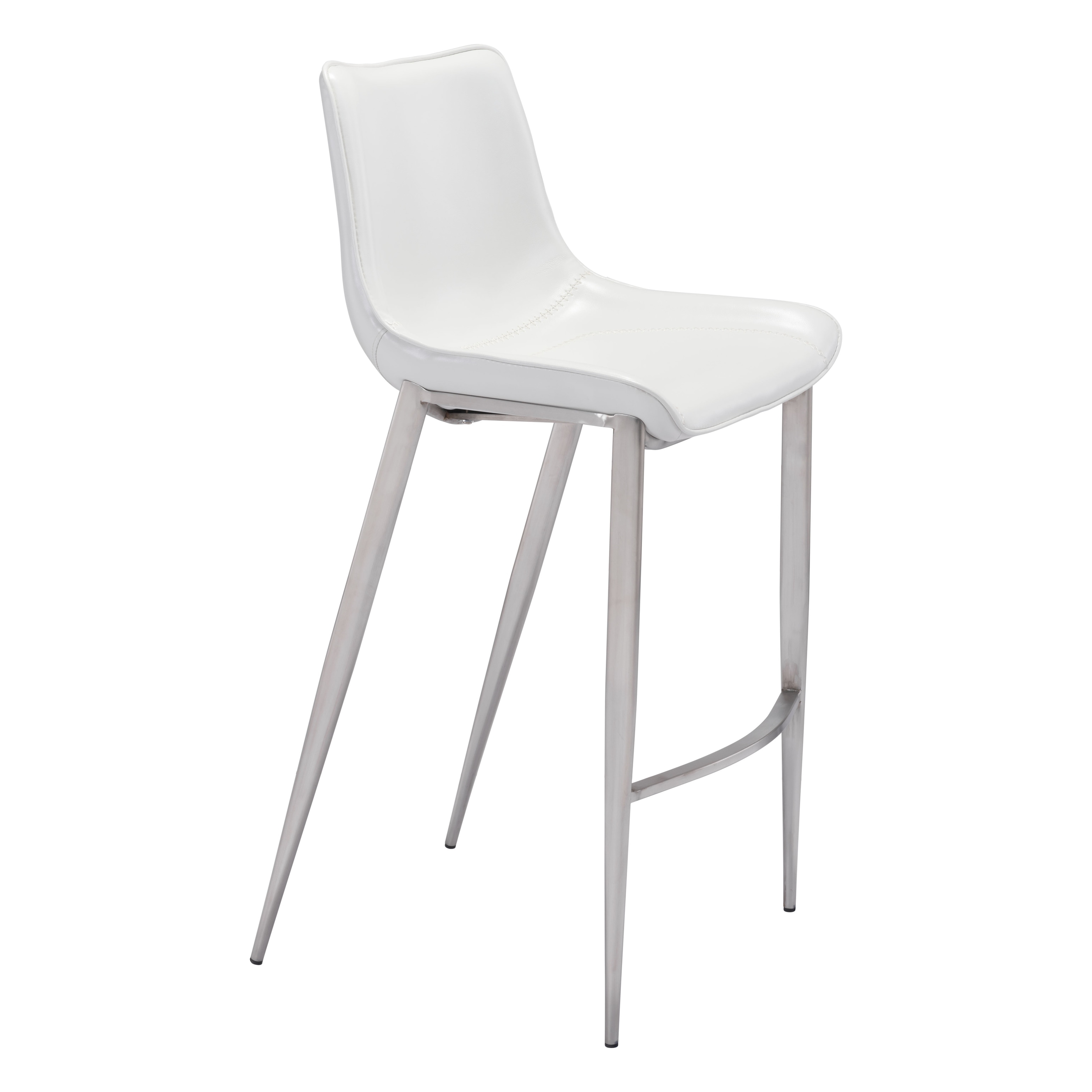Magnus Barstool White & Silver