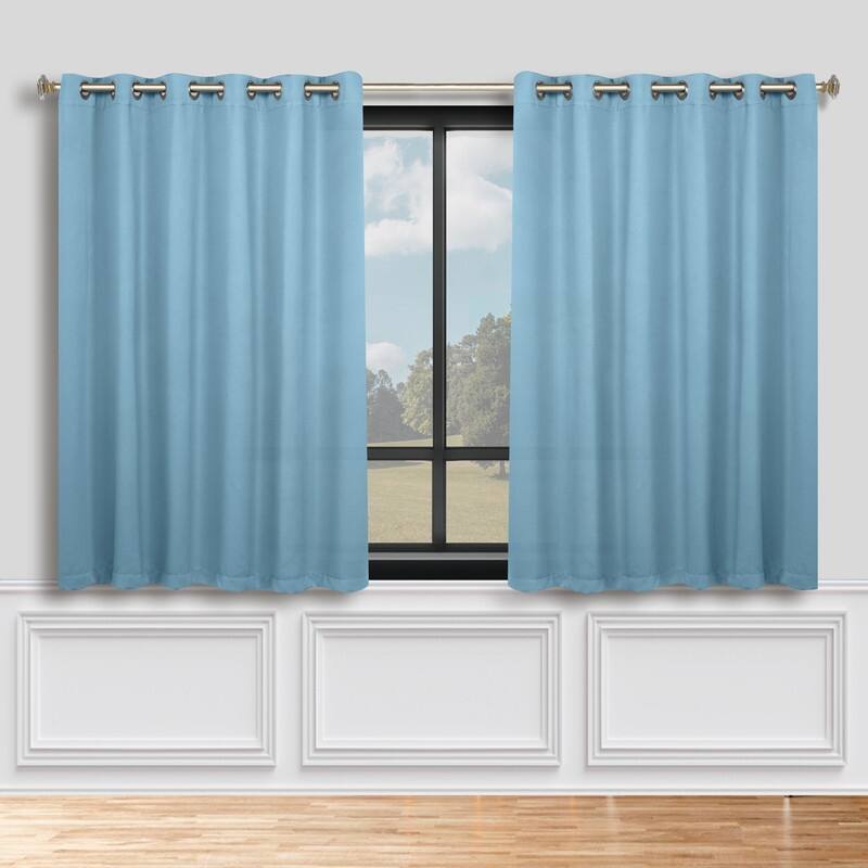 Superior Solid Machine Washable Room Darkening Grommet Blackout Curtains, Set of 2