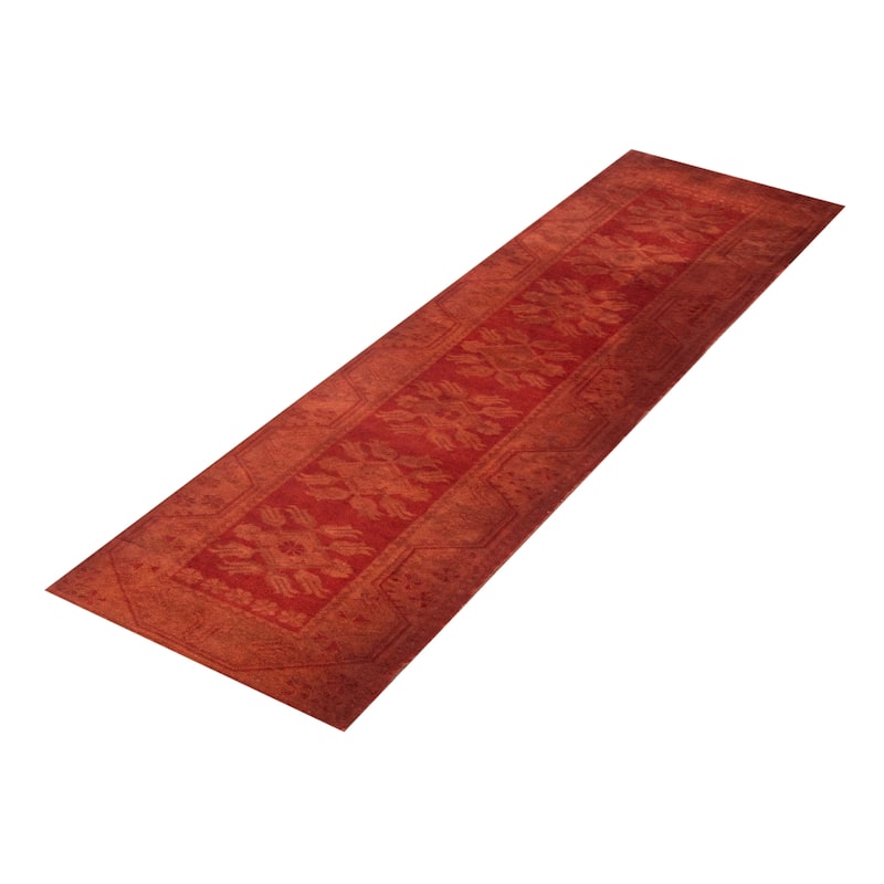 ECARPETGALLERY Hand-knotted Color Transition Red Wool Rug - 2'7 x 8'11