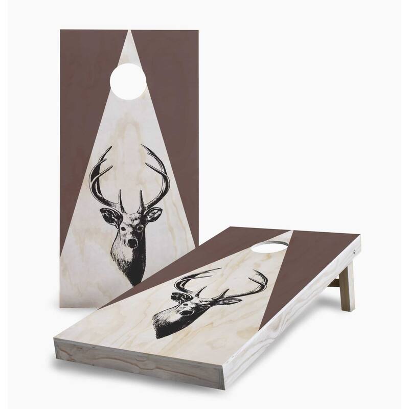 Stained Deer Silhouette Cornhole Game (Choose Wraps or Boards) - 2x4 Boards (24" x 48") - Include Edge Lights