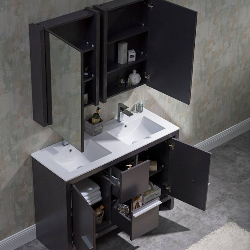 Solid Wood Bathroom Vanity with Mirror Medicine Cabinet