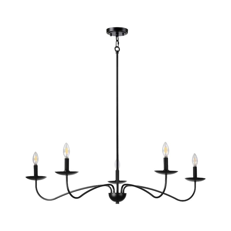 Meridian 5-Light Brushed Brass Chandelier with Candlestick Arms - Black