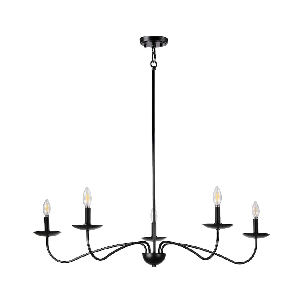 Meridian 5-Light Brushed Brass Chandelier with Candlestick Arms