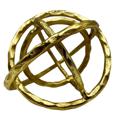 Decorative Handmade Aluminum 8 inch Abstract Round Sculpture - 8 x 6 x 6 in