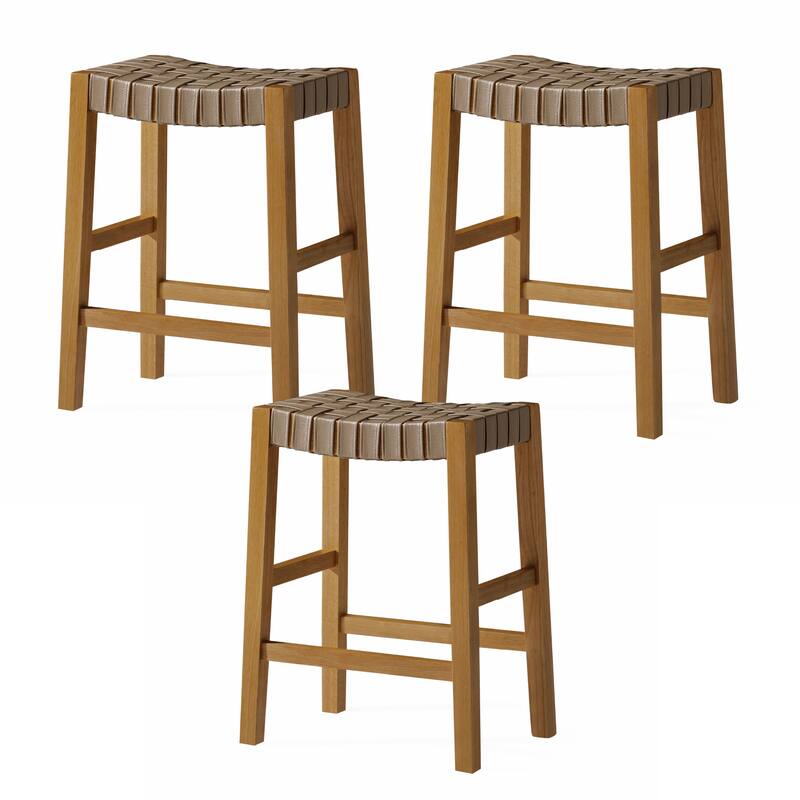 Maven Lane Emerson 26" Counter Height Kitchen Stool - Set of 3 - Weathered Natural