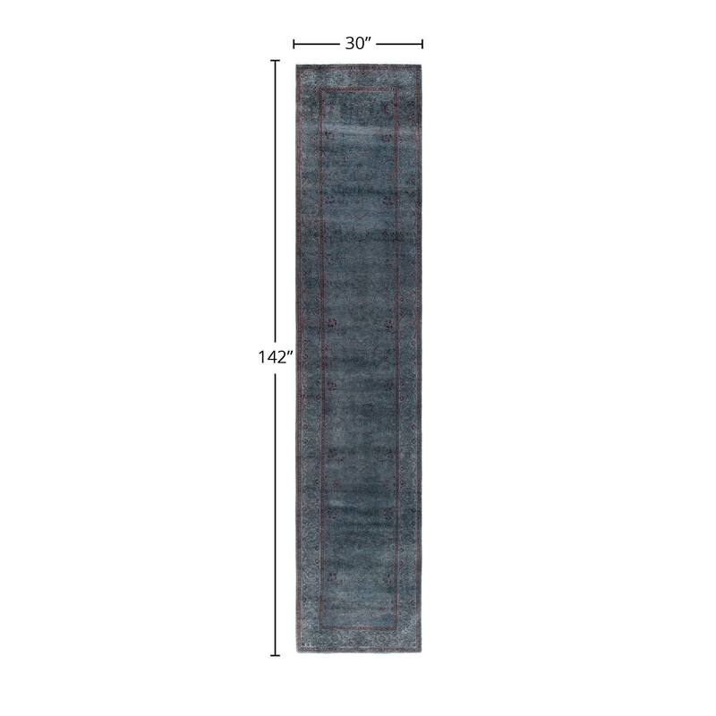 Contemporary Overdyed Wool Hand Knotted Runner - 2' 6" x 11' 10"