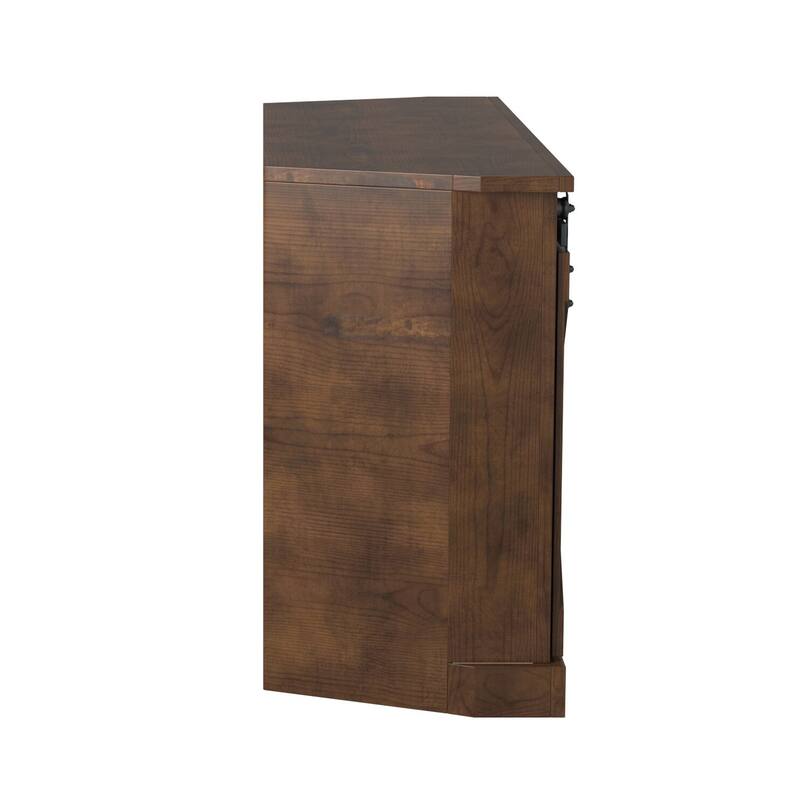 Bridgevine Home Farmhouse 66 inch Corner TV Stand for TVs up to 80 inches, No Assembly Required, Aged Whiskey Finish