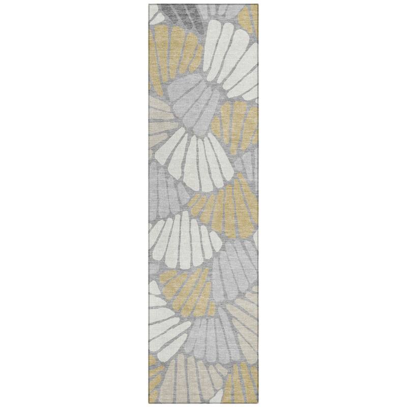 Machine Washable Indoor/ Outdoor Floral Modern Chantille Rug