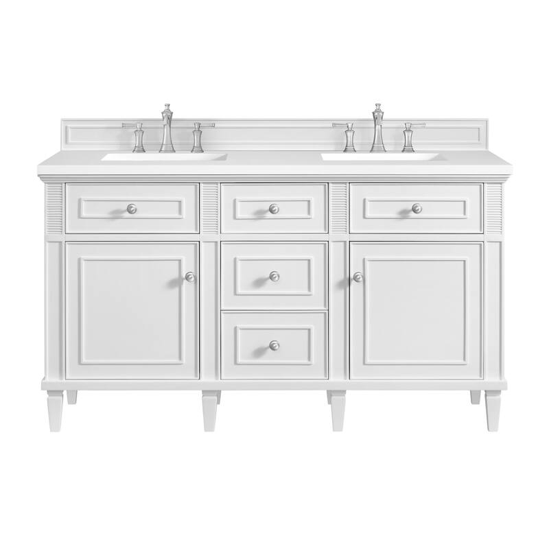 James Martin Vanities 424-V60D-3WZ Lorelai 60" Double Basin Wood - Bright White - Painted