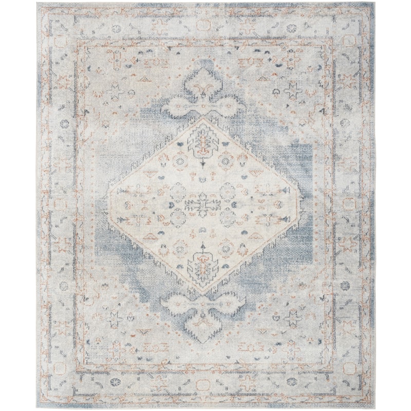 Nourison Astra Machine Washable Distressed Area Rug - 8' x 10' - Blue