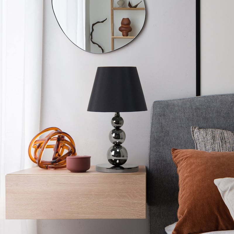 Stacked Ball Table Lamp with Tapered Shade - 19.5" - Black