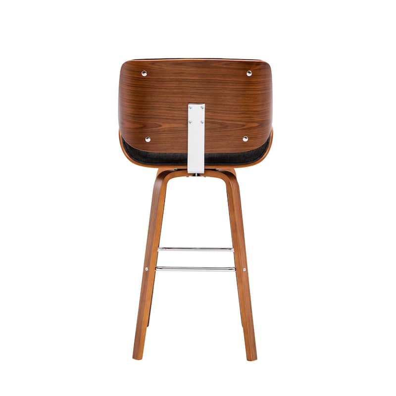Porthos Home Onur Swivel Fabric Bar Stool with Wooden Legs and Chrome Footrest