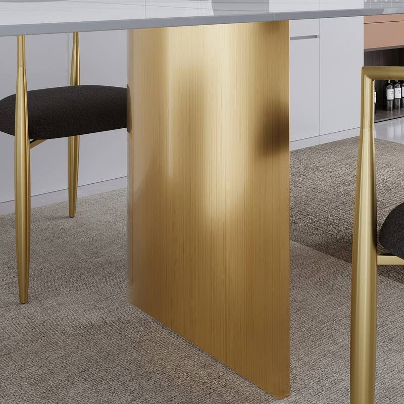 62.99"-94.48" Extendable Rectangular Sintered Stone Top Metal Base Dining Table - 94.48"
