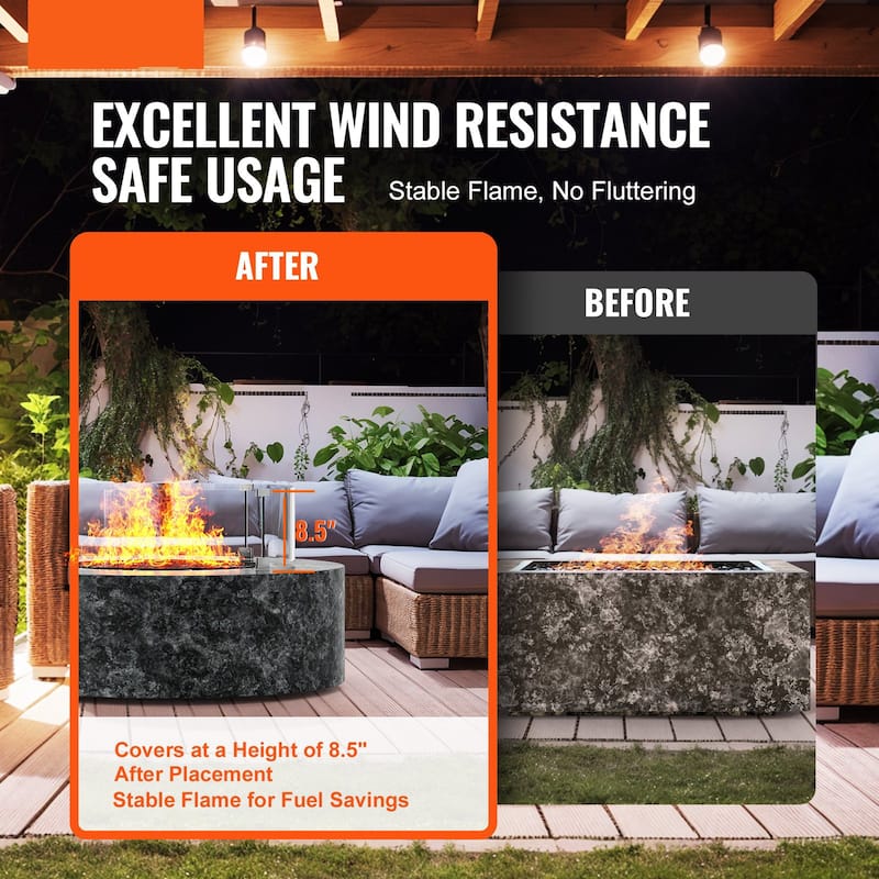 Tempered Glass Flame Guard for Fire Pit Round Wind Shield Outdoor Use