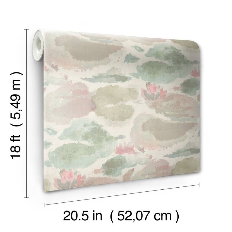 NuWallpaper Water Lily Blush and Teal Peel and Stick Wallpaper