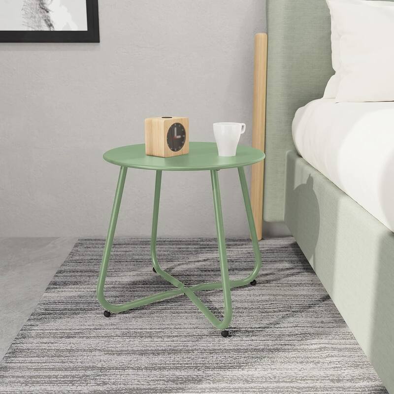 18" or 28" Round Outdoor Side Table End Table Coffee Table - SageGreenX