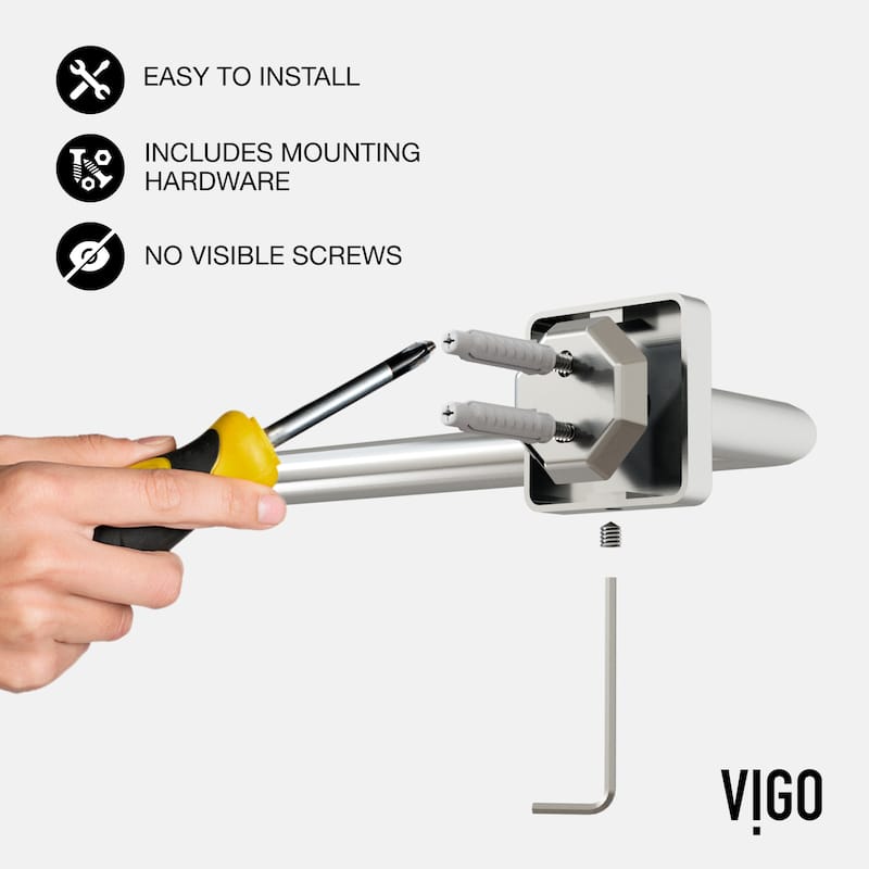 VIGO Satro 4-Piece Bathroom Hardware Accessory Set with 24 in. Towel Bar, Toilet Paper Holder, Hand Towel Holder, Hook