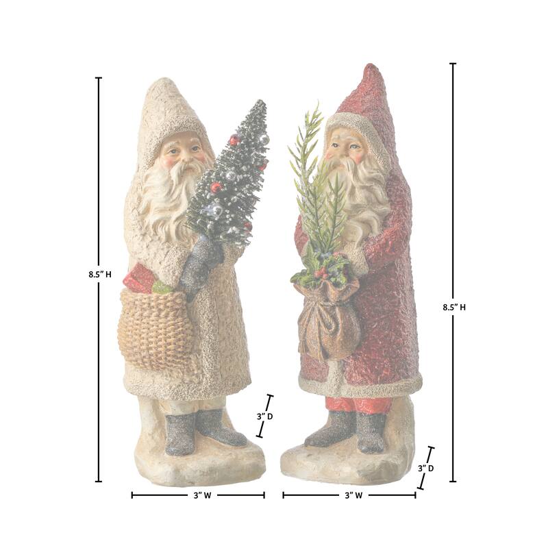 8.5" Vintage Resin Santa Set of 2