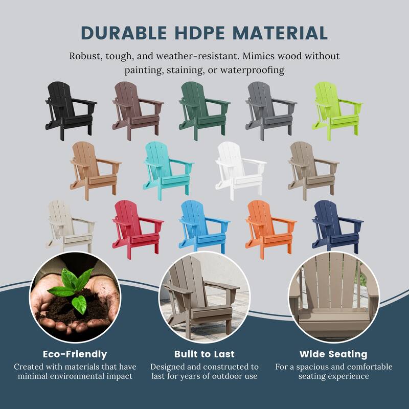 Laguna Hdpe All Weather Outdoor Patio Foldable Adirondack Chairs (Set Of 8)
