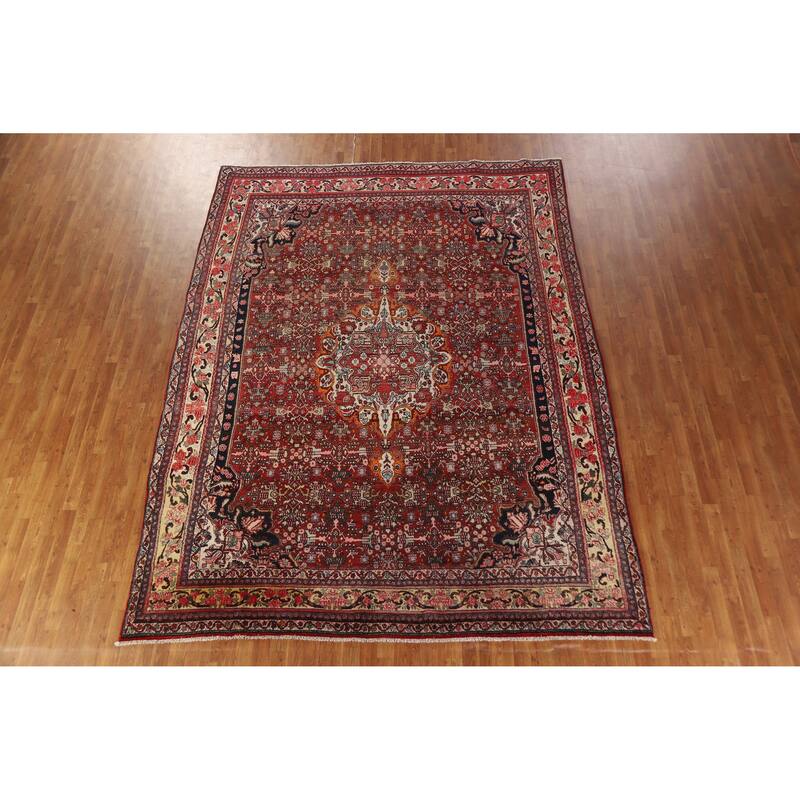 Vegetable Dye Bidjar Persian Rug Hand-Knotted Traditional Wool Carpet - 8'11" x 11'7"