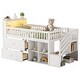 preview thumbnail 18 of 20, Wooden Loft Bed with Hanging Rod, LED, Bookshelf, Stairs, Storage Drawers and Shelves, Twin Size