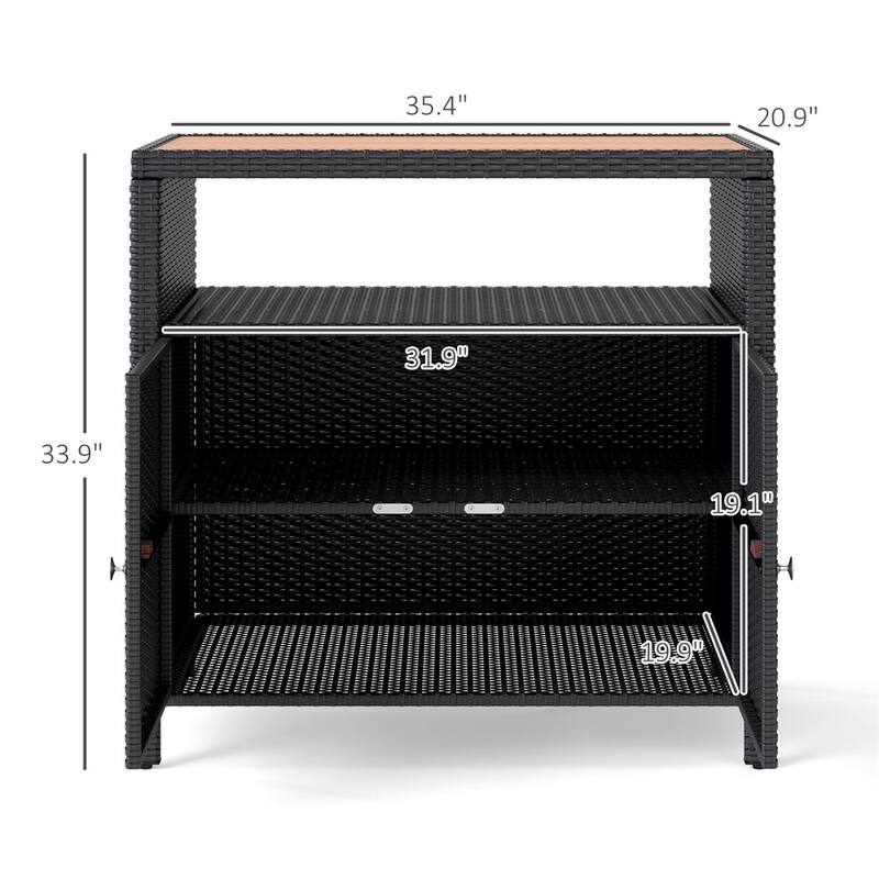 Shoe Storage Cabinet for Patio, Deck, or Poolside with Shelf - 35.4" W x 20.9" D x 33.9" H