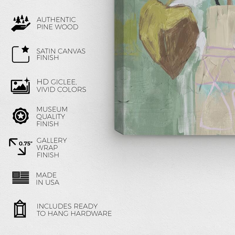 Wynwood Studio Canvas Floral and Botanical Floral Vase Abstract II Green and Light Purple Farmhouse Wall Art Canvas Print