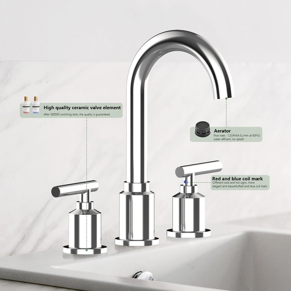 Widespread Bathroom Faucet - 8-Inch 3-Hole Sink Faucet - On