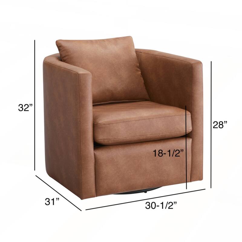 Faux Leather Swivel Barrel Chair